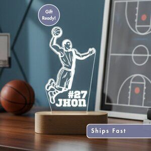 Personalized Basketball Night Light – Custom LED Lamp for Sports Fans